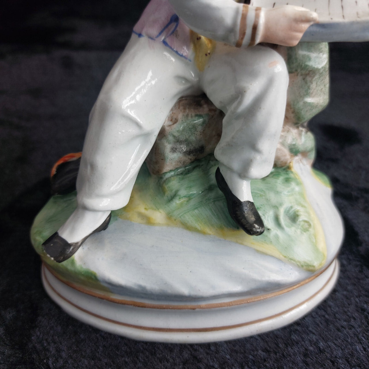 Staffordshire Figurine Reading Man Book 6" Repaired Neck, chipped foot Vintage.9