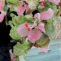 Thumbnail for Hand-Carved Bonsai Jade/Stone Tree Figurine - Pink Flowers & Green Leaves gift4
