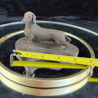 Thumbnail for Dachshund Dog Figurine gift Bronze Look Sculpture Felt Base 1989 Signed WL Small9