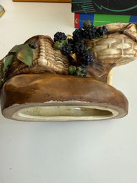 Thumbnail for Antique Putti Planter Figurine with Wicker Baskets and Berries - Majolica Style20
