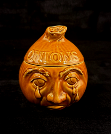 Carlton Ware Head Onion Crying Face Preserve/Jam Pot with Lid - 'ONIONS' - 17650