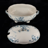 Thumbnail for S.H. & Sons 'Ruby' Blue Transferware Tureen Lidded Floral Dish England 11” Large7