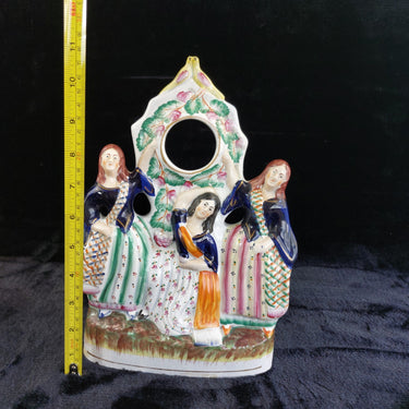 Antique Victorian 1800s Staffordshire Flatback Figurine 3 Dancing Ladies 11