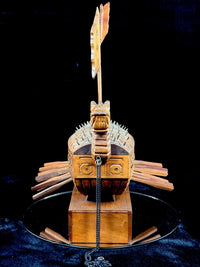 Thumbnail for Handmade Korean Turtle Ship Model Geobukseon War Boat Wood 15” Dragon Head Korea4