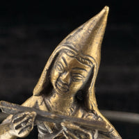 Thumbnail for Antique Thai Bronze Dancer Statue Brass Asian Gilt Flute Player Tibetian 4.5” 10