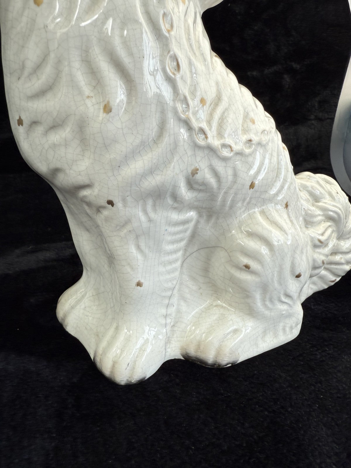 Antique Porcelain Staffordshire King Charles Spaniel Figurine Pair Victorian dec15