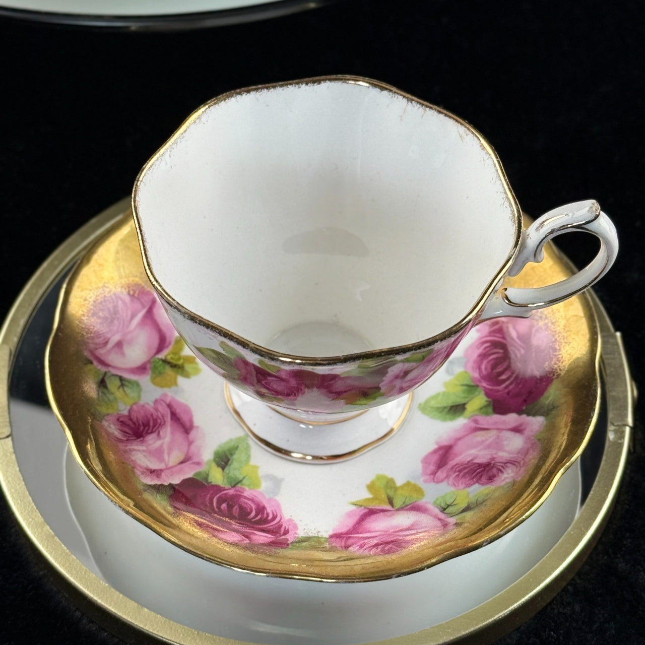 Royal Albert Pink Rose tea set of 3 &serving plate England stunning 7p tea set 7