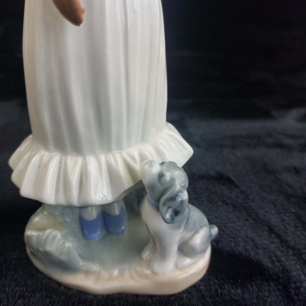NAO by Girl Lladro with Dog Figurine Spain 1987 White Blue Dress 9.5" decor8