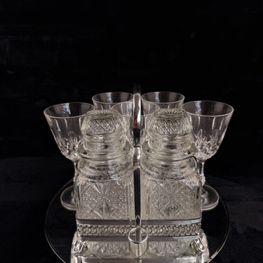 Vintage Cut Crystal Glassware & Spice Jar Set Elegant Tableware -5 glass and jar1