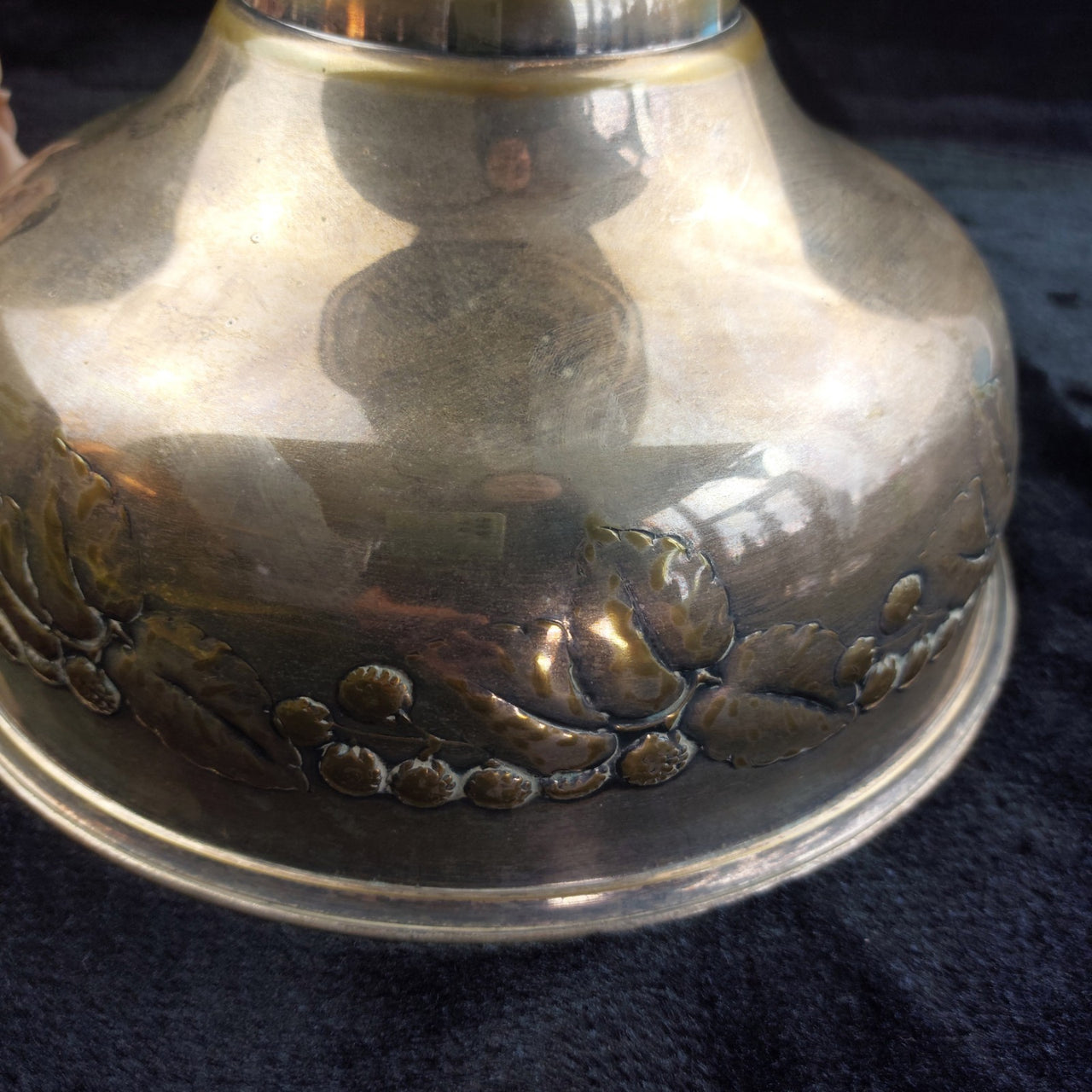 Vintage Brass Pedestal vase Bowl gold Floral Embossed 10" 10" Good Condition6