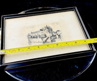 Thumbnail for French Castle Vintage Château de Chenonceaux Framed Etching Print Art Drawing.6