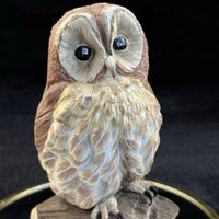 Thumbnail for Wedgwood Art Mottled Glass Owl Paperweight bookshelf Figurine 1970s decor3