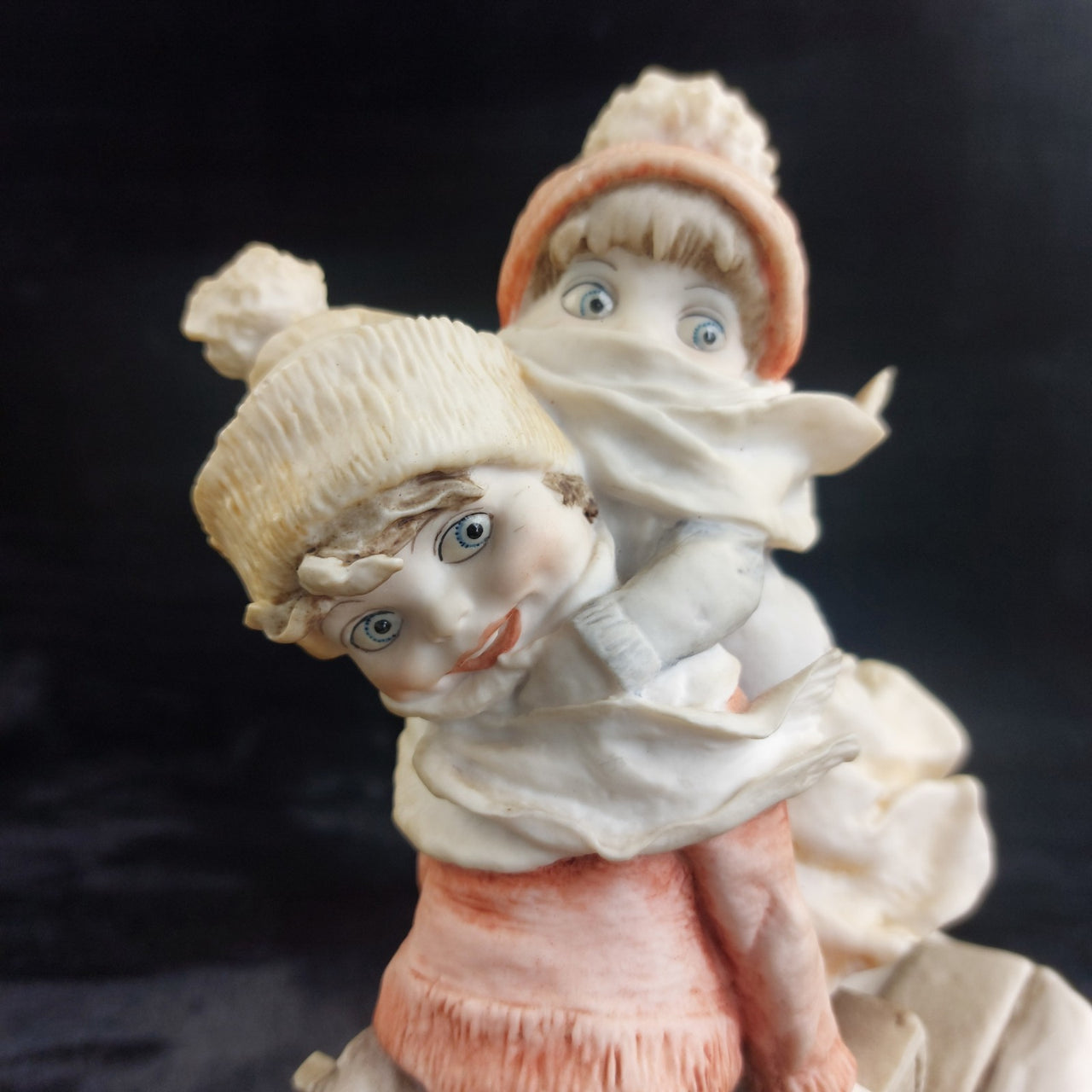 Giuseppe Armani 1992 Florence Children on Sled Figurine Winter Scene Sculp 9".1