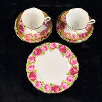 Thumbnail for Pink Royal Albert Old English Rose Trio x2 & Serving Plate Bone China England6