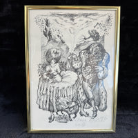 Thumbnail for Original Signed & Dated Pen & Ink Drawing Framed Lions & Goats Folk Art Picture16