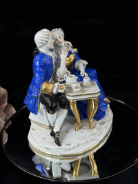 Thumbnail for German Antique Porcelain Figurine: Rococo Couple at Tea by Scheibe-Alsbach 18th16