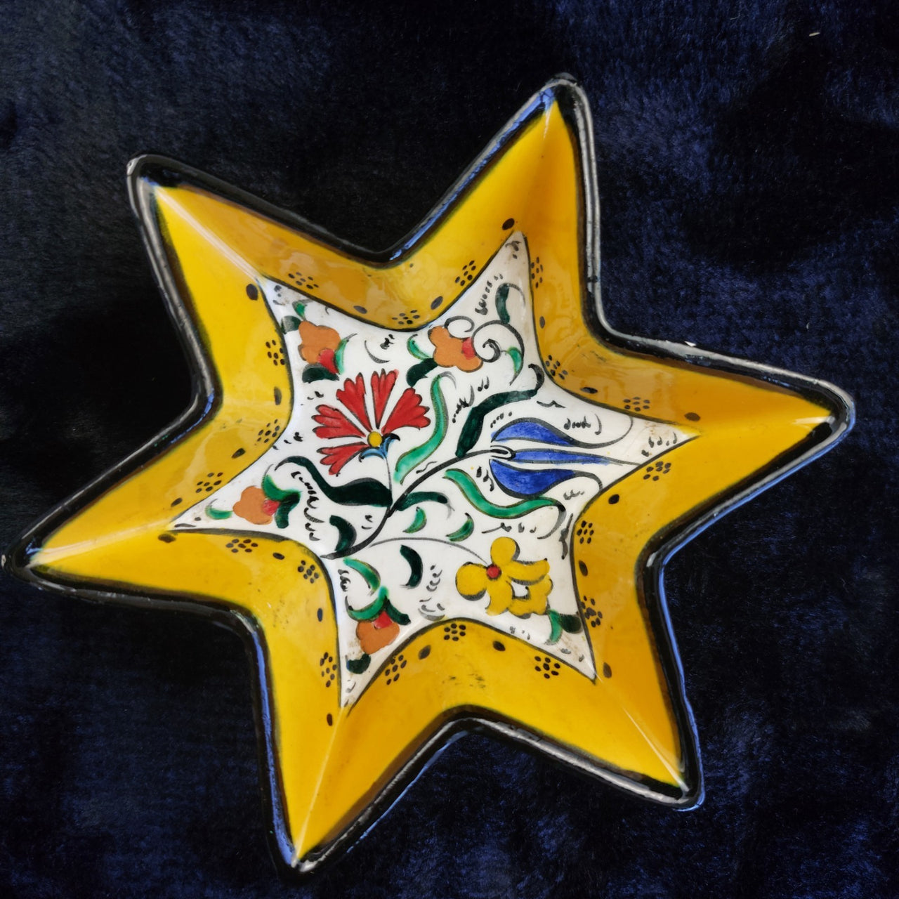 Ceramic Floral Yellow Star Dish Set – Turkish Style 7-Piece Decorative Handmade16
