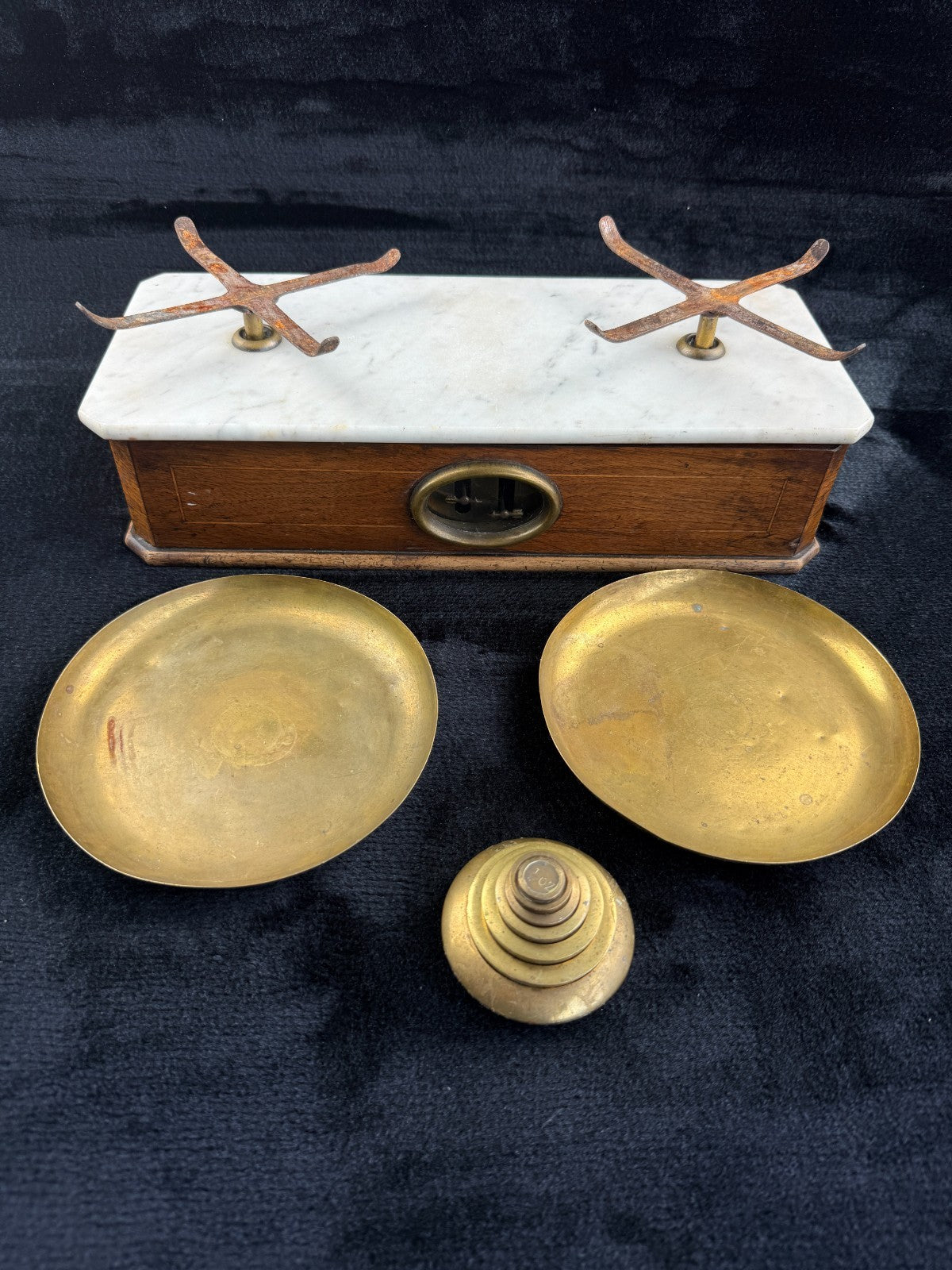 Rare Antique Victorian Apothecary Balance Scale with Marble Base & Brass Weight21