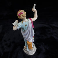 Thumbnail for Terpsichore Muse Figurine Lyre Scroll Floral Dress Antique German Porcelain 3