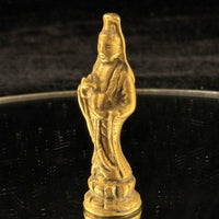 Thumbnail for Antique Brass Guanyin Kwan Yin Goddess Statue China Buddhist Good Luck Figure 3”7