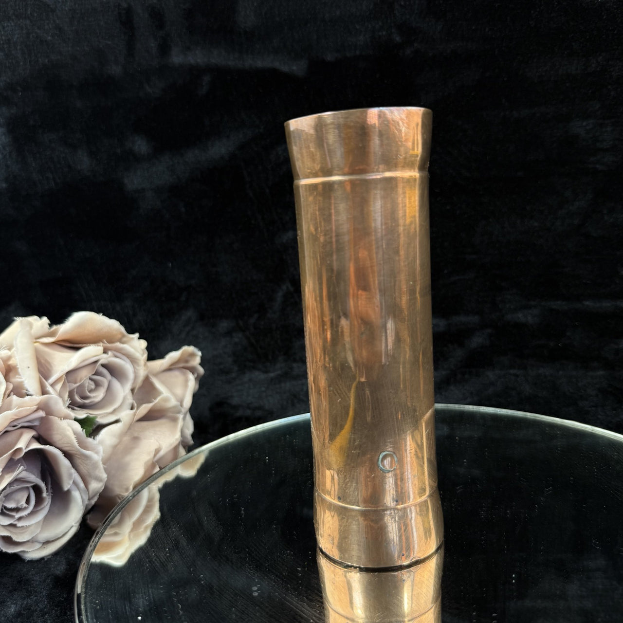 antique copper vase Arts and Crafts Period with Motifs Floral heavy Collectable4