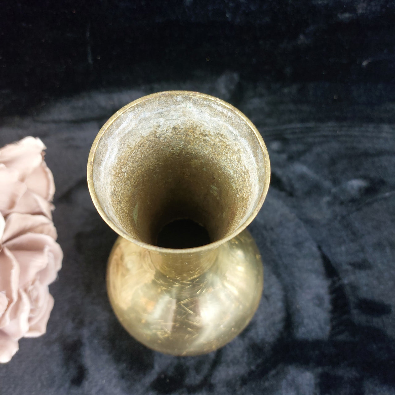 Vintage Brass Bud Vase 10" Tall 0.523kg Patina Acceptable Worn Condition Gold2