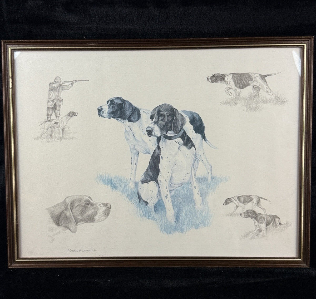 Nigel Hemming Hunting Dogs Pointer Print – Framed English Sporting Dog Art1