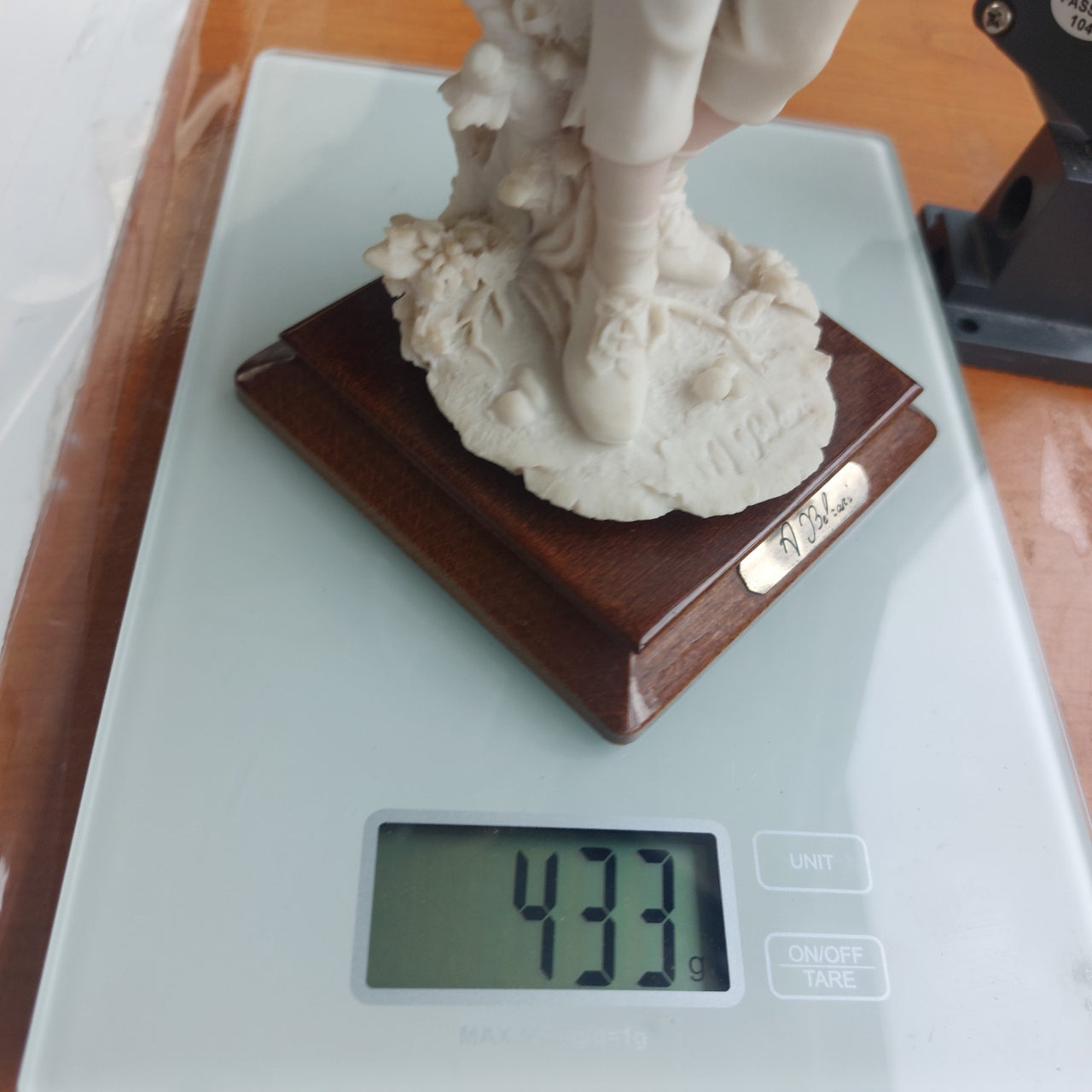 V. Belcari Figurine Boy with Dog Italy Armani Porcelain Sculpture Vintage 8"13