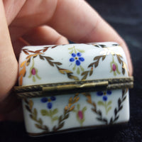 Thumbnail for Limoge Style Acceptable Porcelain Trinket Box Floral Hinged Rectangle jewellery6