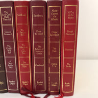Thumbnail for Reader’s Digest Condensed 1980s Books Set x7 Red Leatherette Bookshelf Deco2