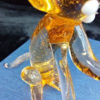 Thumbnail for Handmade Glass Amber Cat Figurine Sitting Clear Legs 3
