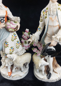 Thumbnail for German Porcelain Figurine Pair Shepherdess & Shepherd Sheep 10