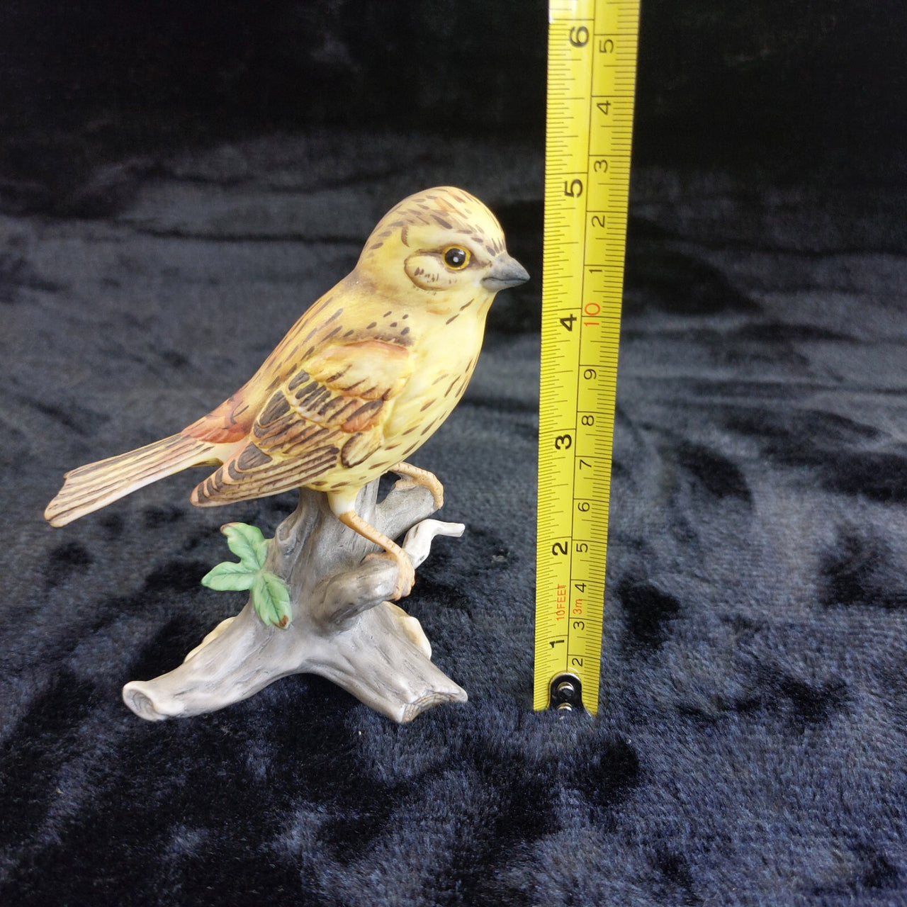 Mauri Yellow Bird Hammer Figurine Porcelain Hand Painted Collectible 5" Vintage.2
