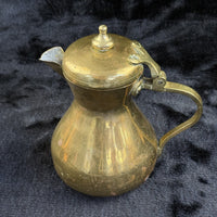 Thumbnail for Brass Antique Tankard or Pouring Vessel w Hinged Lid gold brass victorin pitcher13