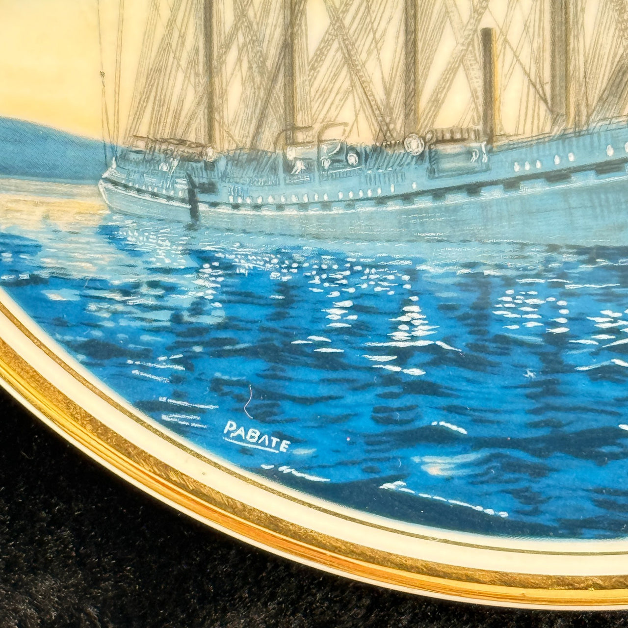 Edwardian China Bone Tall Ships Plate Set – France II & Herzogin Cecilie – P.A.2
