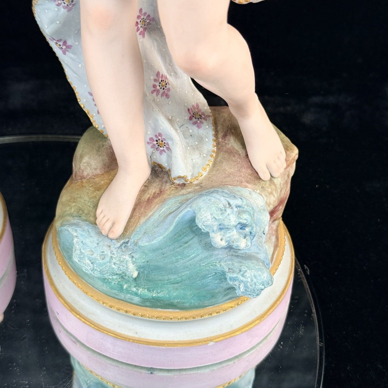 Augarten Vienna Porcelain Ladies Musician Figurines Lyre Pair Austria Antique se18