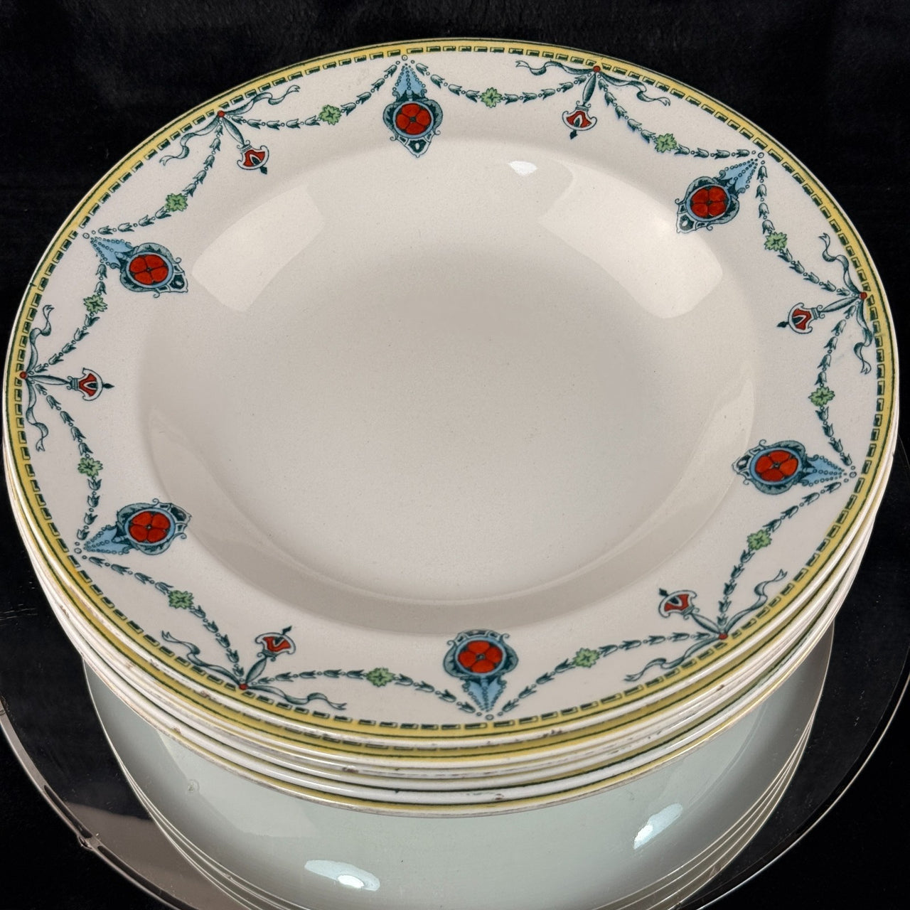 Set of 6 Vintage/Antique Devon Ware (S. F. & Co.) CECIL Shallow Bowls Ornament12