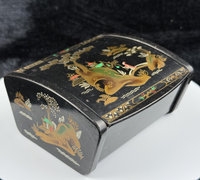Thumbnail for Vintage Quality Japanese Style Black Lacquer Trinket Box with FoldUp Lid, Hand2