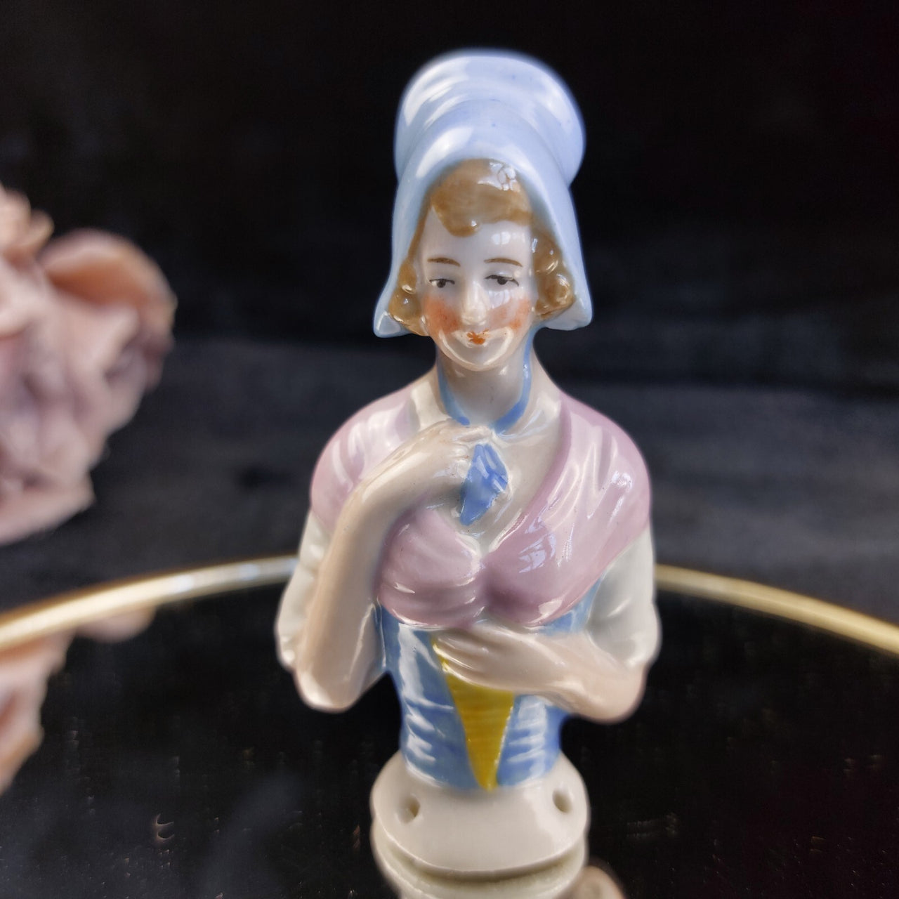 Porcelain Doll Half Lot of 4 Foreign Marked Hand Painted Figurines 3in Worn5