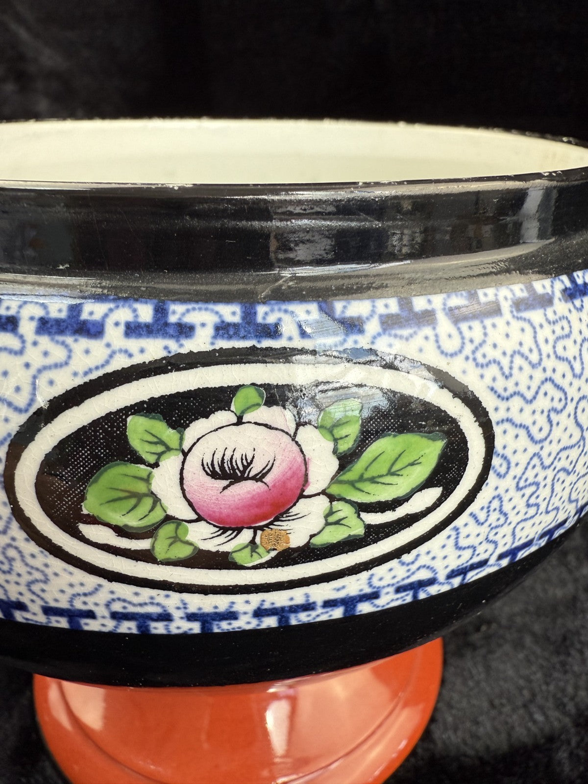 Antique vase S.Hancock & Sons Cimson Ware Burslem England Cache Pot/Bowl onStand6
