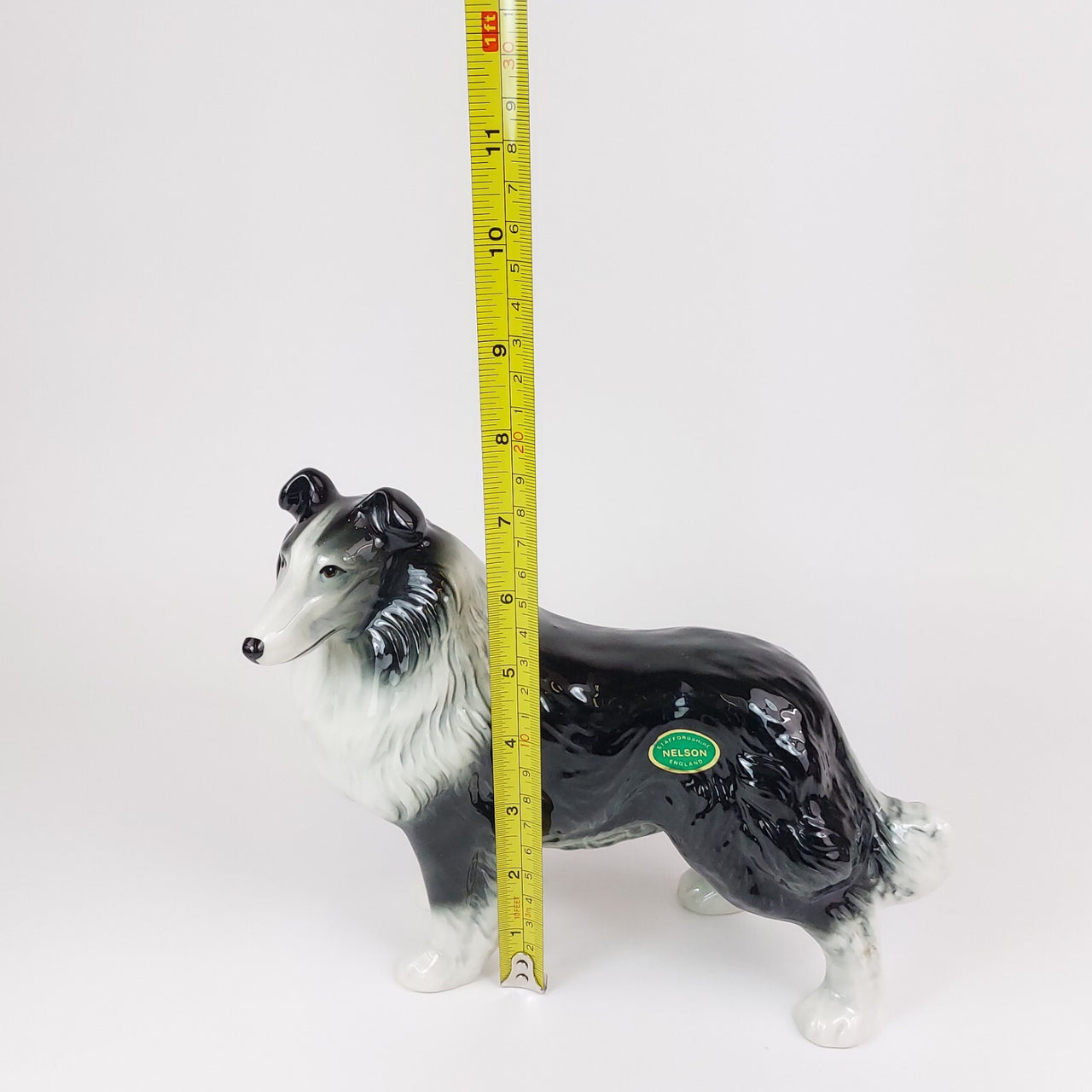 Vintage Nelson Staffordshire Ceramic Collie Figurine 1960s Collie bookshelf deco8