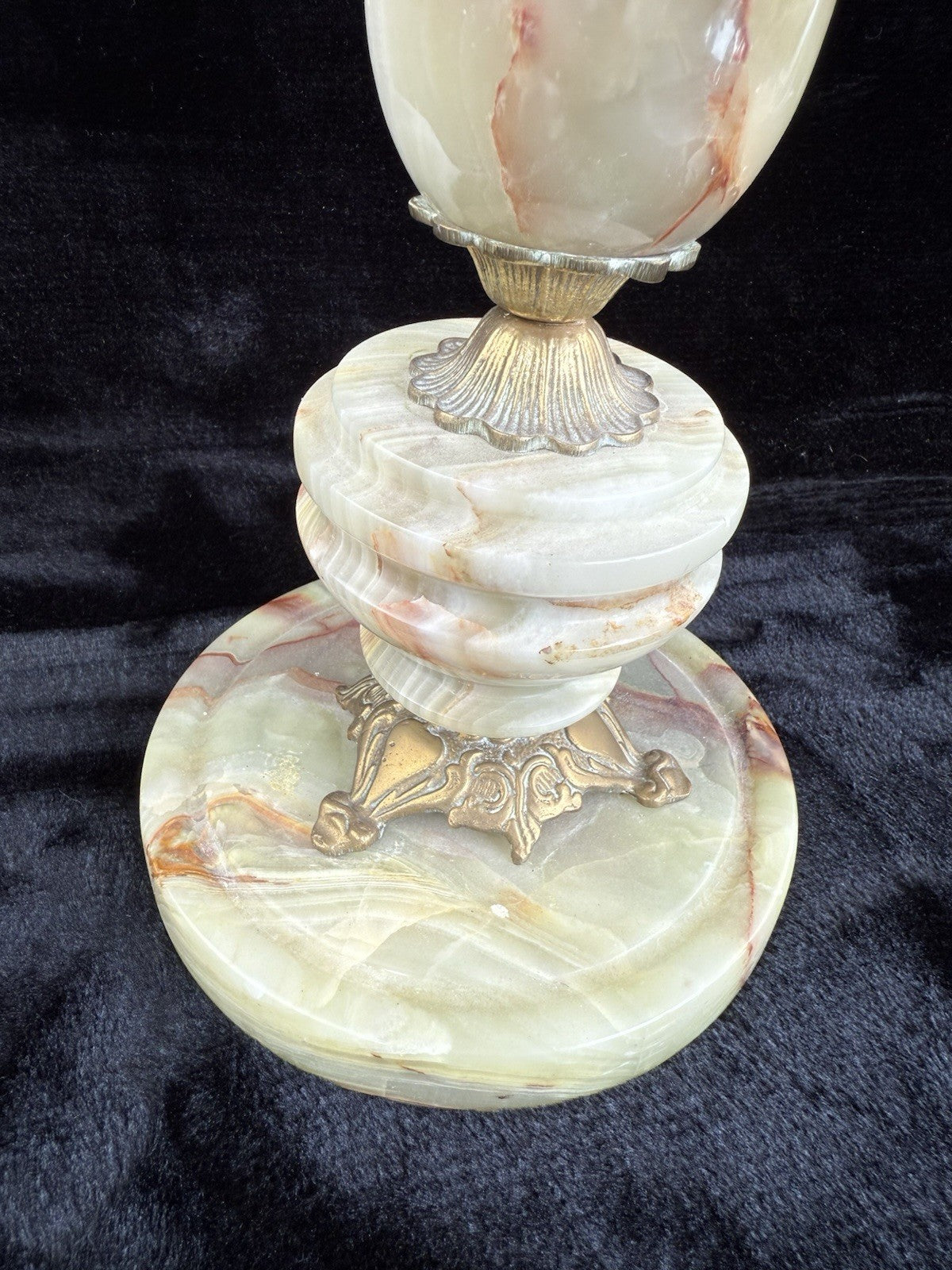 Art Deco Green Onyx Marble Brass Pedestal Ashtray Stand Tobacciana home decor17