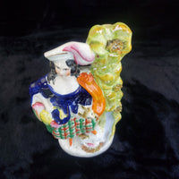 Thumbnail for Staffordshire antique Figurine Lady Rabbit Basket Porcelain Statue 10