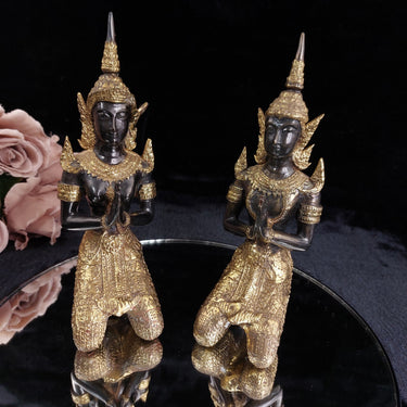 Vintage Thai Bronze Kneeling Praying 8.5