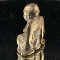 Thumbnail for Antique Buddha Brass Figurine Miniature Monk Statue 2” Aged Patina Meditation4