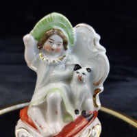 Thumbnail for Antique Girl Porcelain with Dog Figurine Seated Chair 3.5 in gift United Kingdom3