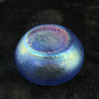 Thumbnail for Studio Art Heron Glass Mini Vase Blue Iridescent Pulled Feather Pattern 2.5”3