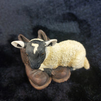 Thumbnail for Border Arts Fine Black Faced Lamb & Boots Figurine 2.5 in 2000 On The Farm Resin2
