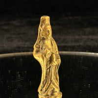 Thumbnail for Antique Brass Guanyin Kwan Yin Goddess Statue China Buddhist Good Luck Figure 3”4