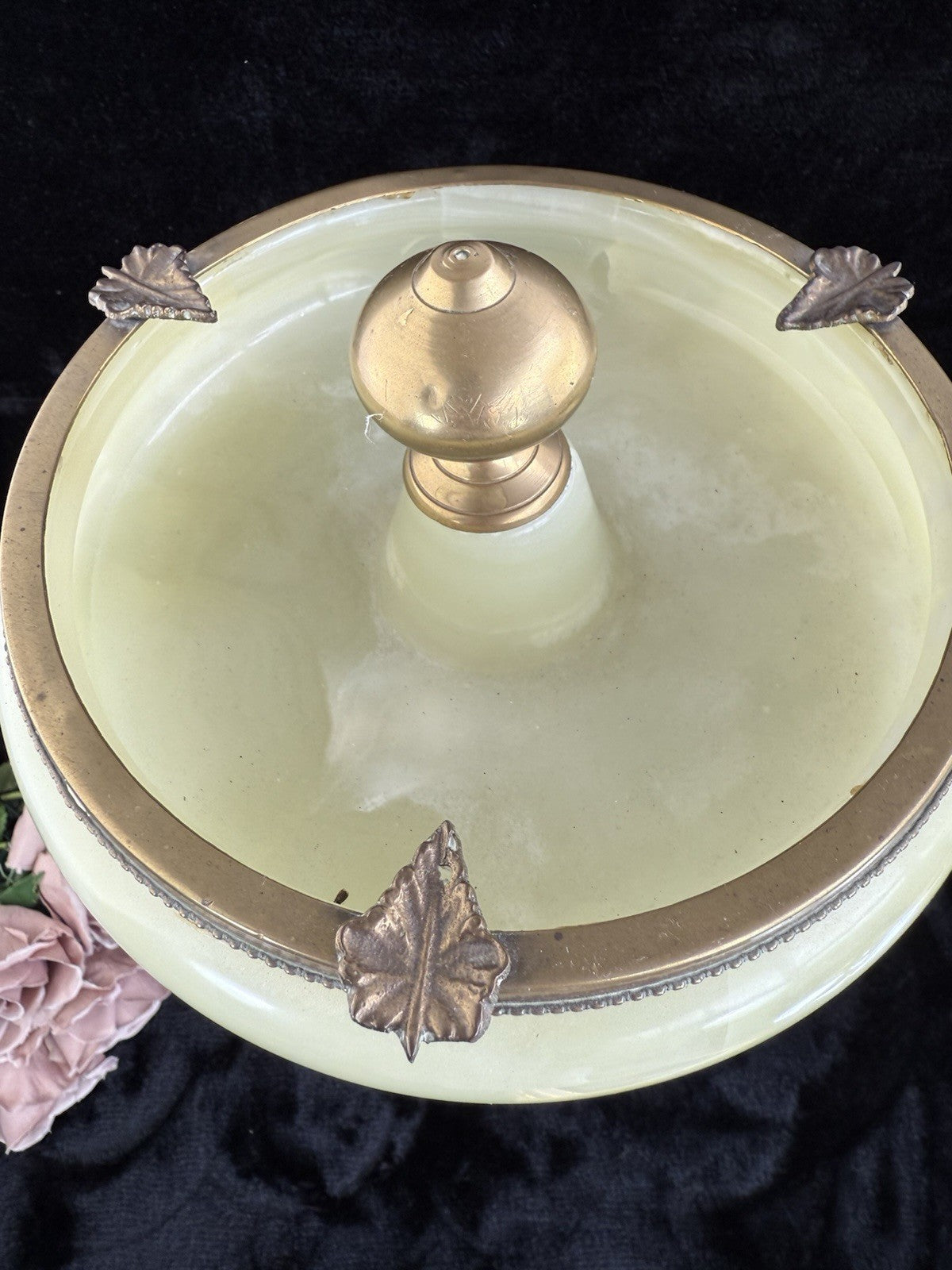 Art Deco Green Onyx Marble Brass Pedestal Ashtray Stand Tobacciana home decor4